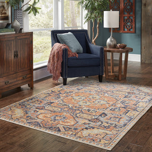 Oriental Weavers Pandora 049S7 Tribal/Global Oriental Polypropylene Indoor Area Rug Blue/ Orange 9'10" x 12'10" P049S7300390ST