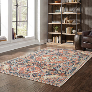 Oriental Weavers Pandora 049S7 Tribal/Global Oriental Polypropylene Indoor Area Rug Blue/ Orange 9'10" x 12'10" P049S7300390ST