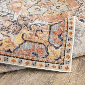 Oriental Weavers Pandora 049S7 Tribal/Global Oriental Polypropylene Indoor Area Rug Blue/ Orange 9'10" x 12'10" P049S7300390ST