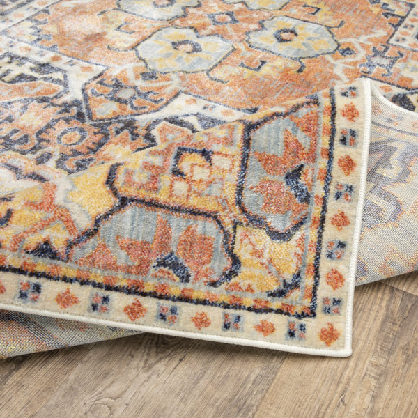 Oriental Weavers Pandora 049S7 Tribal/Global Oriental Polypropylene Indoor Area Rug Blue/ Orange 9'10" x 12'10" P049S7300390ST