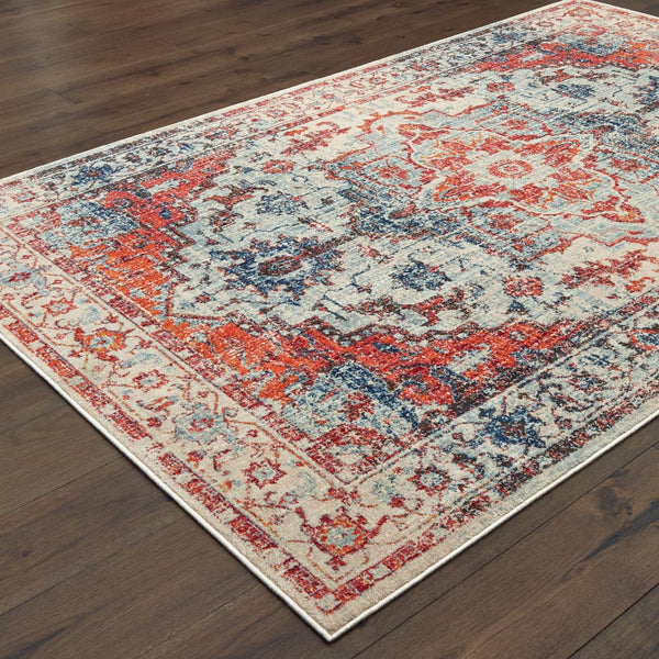 Oriental Weavers Pandora 070W7 Bohemian/Global Oriental Polypropylene Indoor Area Rug Blue/ Orange 9'10" x 12'10" P070W7300390ST