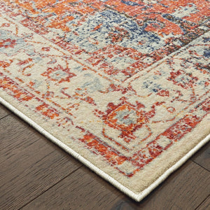 Oriental Weavers Pandora 070W7 Bohemian/Global Oriental Polypropylene Indoor Area Rug Blue/ Orange 9'10" x 12'10" P070W7300390ST