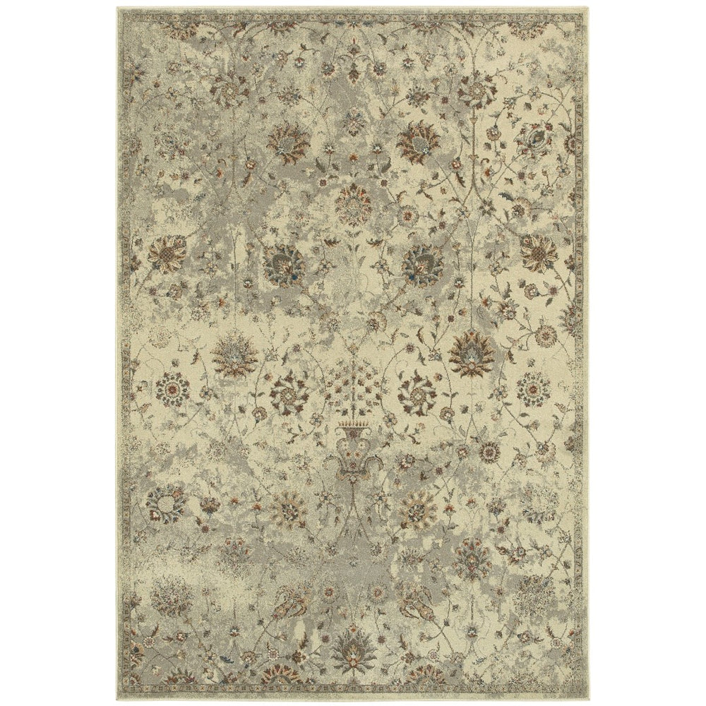 Oriental Weavers Pasha 112W6 Traditional/Vintage Floral Polypropylene Indoor Area Rug Beige/ Grey 9'10" x 12'10" P112W6300390ST