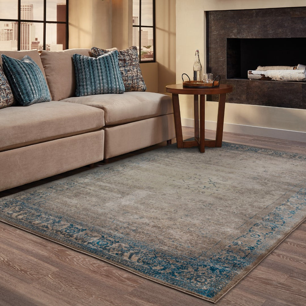 Oriental Weavers Pasha 1330E Traditional/Vintage Distressed Polypropylene Indoor Area Rug Blue/ Beige 9'10" x 12'10" P1330E300390ST