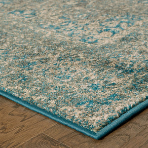 Oriental Weavers Pasha 1337B Traditional/Vintage Distressed Polypropylene Indoor Area Rug Navy/ Grey 9'10" x 12'10" P1337B300390ST