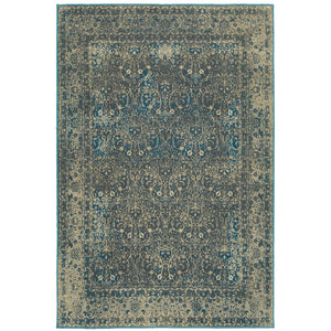 Oriental Weavers Pasha 1337B Traditional/Vintage Distressed Polypropylene Indoor Area Rug Navy/ Grey 9'10" x 12'10" P1337B300390ST