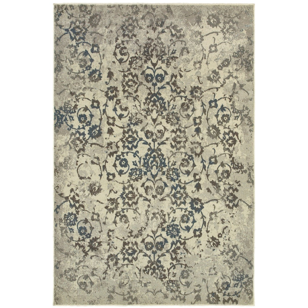 Oriental Weavers Pasha 5502H Farmhouse/Vintage Botanical Polypropylene Indoor Area Rug Beige/ Grey 9'10" x 12'10" P5502H300390ST