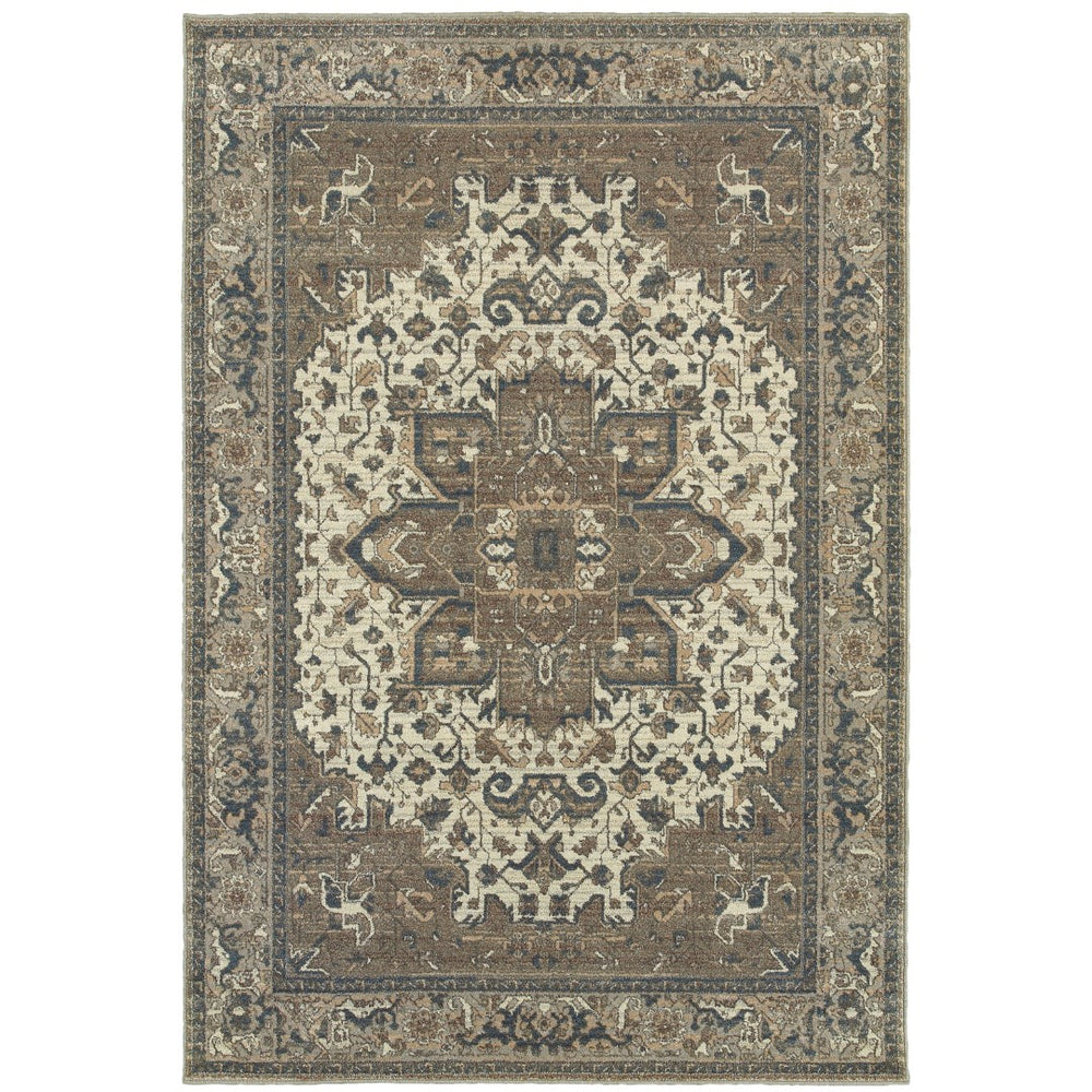 Oriental Weavers Pasha 5991D Traditional/Bohemian Medallion Polypropylene Indoor Area Rug Ivory/ Grey 6'7" x 9'6" P5991D200290ST