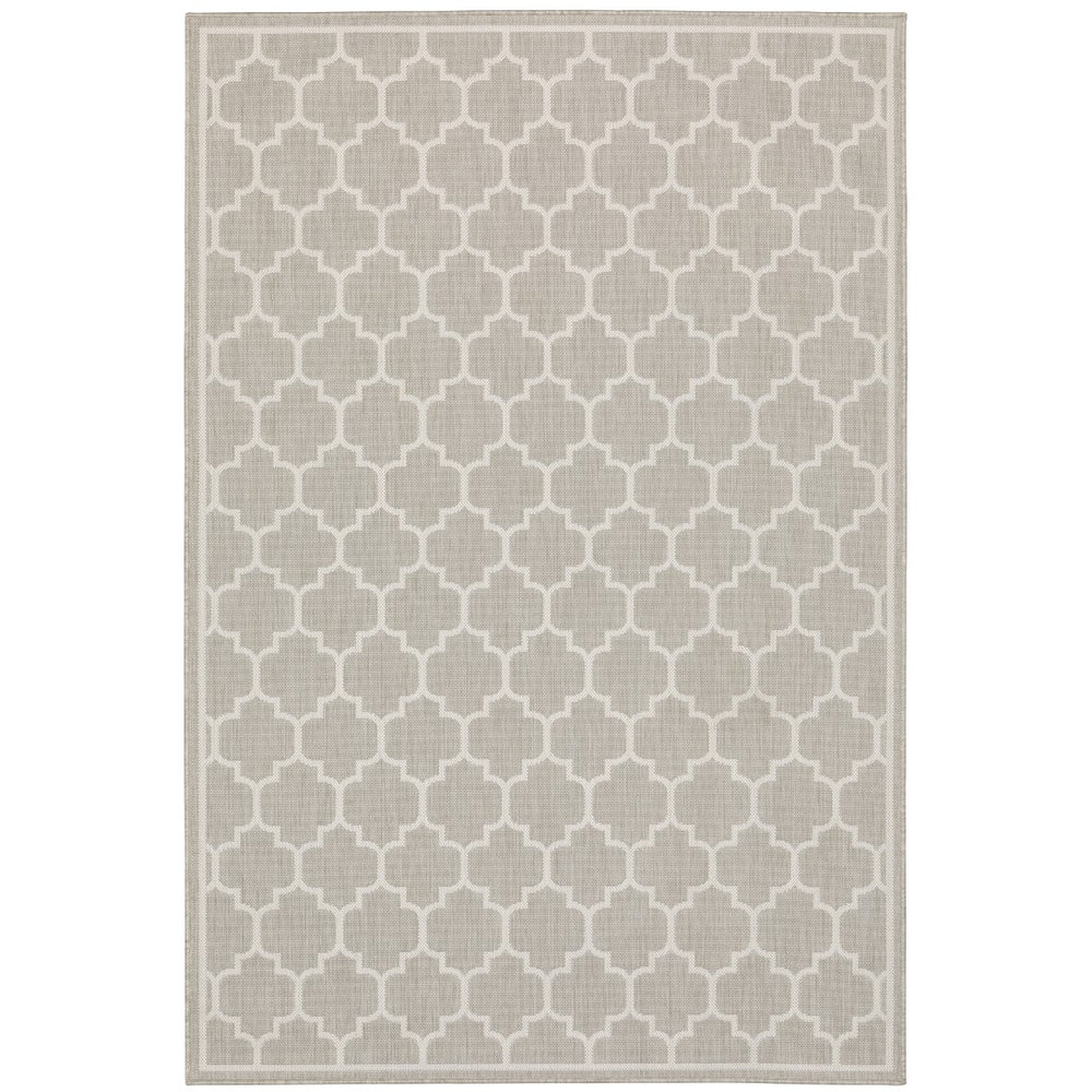 Oriental Weavers Portofino 1636H Moroccan/Farmhouse Geometric Polypropylene Indoor/Outdoor Area Rug Grey/ Ivory 9'10" x 12'10" P1636H300390ST
