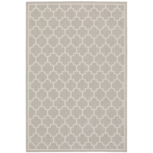 Oriental Weavers Portofino 1636H Moroccan/Farmhouse Geometric Polypropylene Indoor/Outdoor Area Rug Grey/ Ivory 9'10" x 12'10" P1636H300390ST