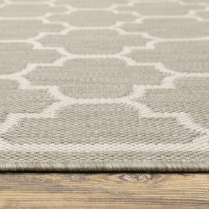 Oriental Weavers Portofino 1636H Moroccan/Farmhouse Geometric Polypropylene Indoor/Outdoor Area Rug Grey/ Ivory 9'10" x 12'10" P1636H300390ST