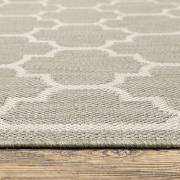 Oriental Weavers Portofino 1636H Moroccan/Farmhouse Geometric Polypropylene Indoor/Outdoor Area Rug Grey/ Ivory 9'10" x 12'10" P1636H300390ST