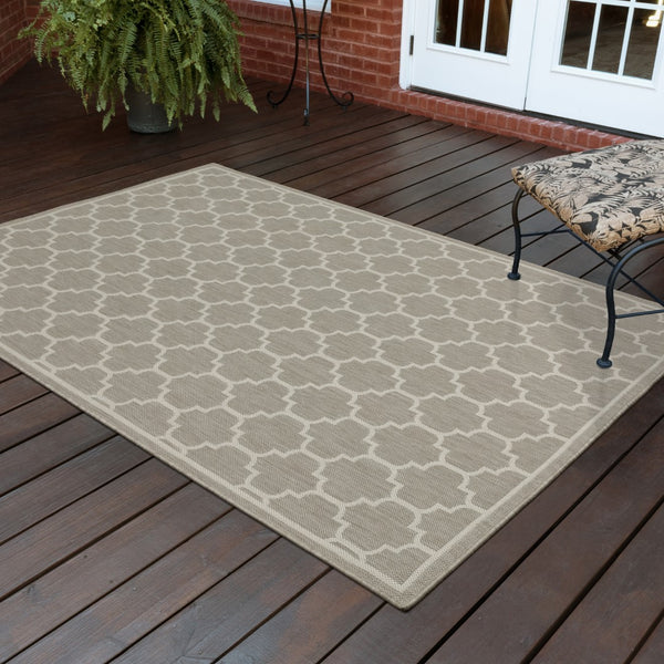 Oriental Weavers Portofino 1636H Moroccan/Farmhouse Geometric Polypropylene Indoor/Outdoor Area Rug Grey/ Ivory 9'10" x 12'10" P1636H300390ST