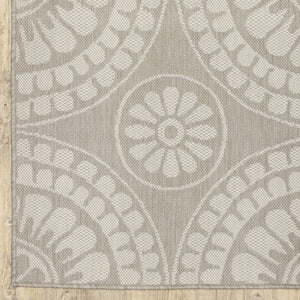 Oriental Weavers Portofino 1832H Transitional/Casual Geometric Polypropylene Indoor/Outdoor Area Rug Grey/ Ivory 9'10" x 12'10" P1832H300390ST