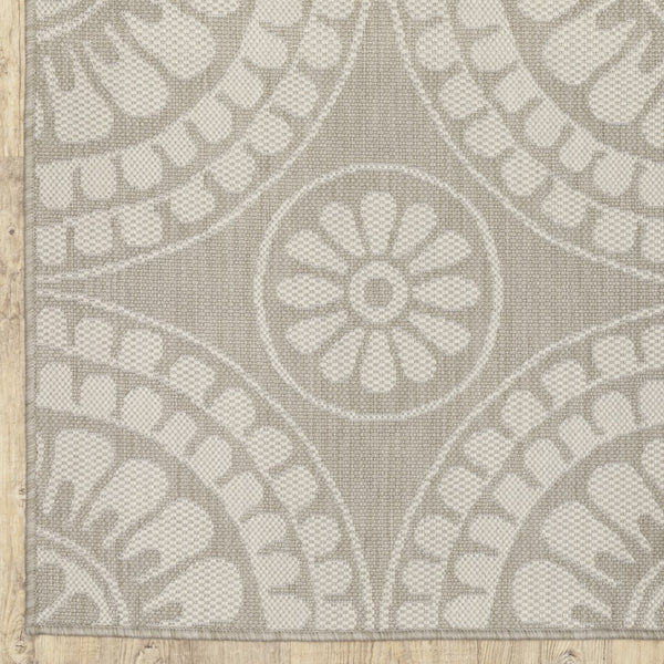 Oriental Weavers Portofino 1832H Transitional/Casual Geometric Polypropylene Indoor/Outdoor Area Rug Grey/ Ivory 9'10" x 12'10" P1832H300390ST
