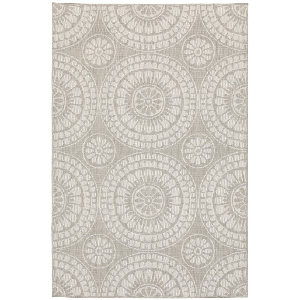 Oriental Weavers Portofino 1832H Transitional/Casual Geometric Polypropylene Indoor/Outdoor Area Rug Grey/ Ivory 9'10" x 12'10" P1832H300390ST