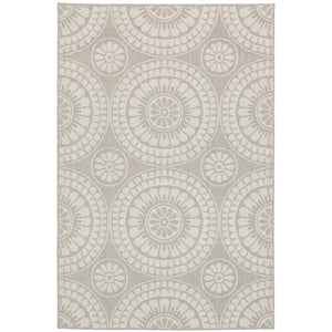 Oriental Weavers Portofino 1832H Transitional/Casual Geometric Polypropylene Indoor/Outdoor Area Rug Grey/ Ivory 9'10" x 12'10" P1832H300390ST