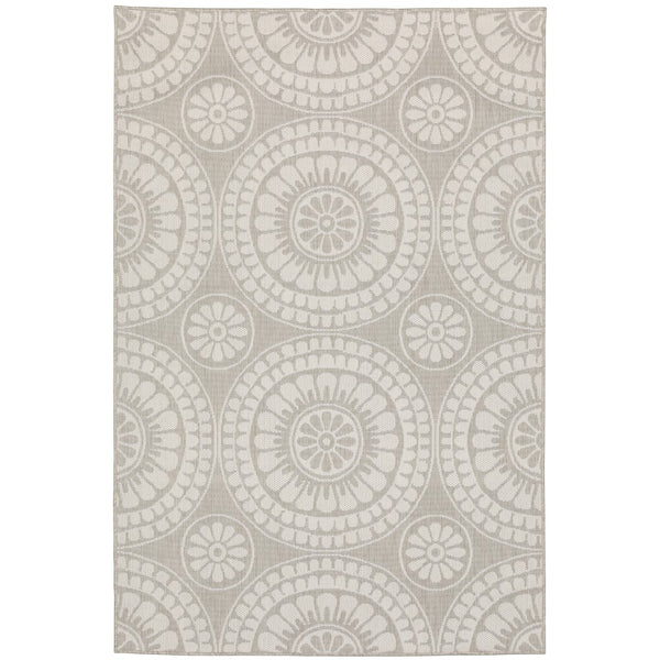 Oriental Weavers Portofino 1832H Transitional/Casual Geometric Polypropylene Indoor/Outdoor Area Rug Grey/ Ivory 9'10" x 12'10" P1832H300390ST