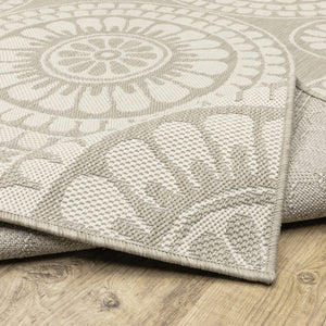 Oriental Weavers Portofino 1832H Transitional/Casual Geometric Polypropylene Indoor/Outdoor Area Rug Grey/ Ivory 9'10" x 12'10" P1832H300390ST