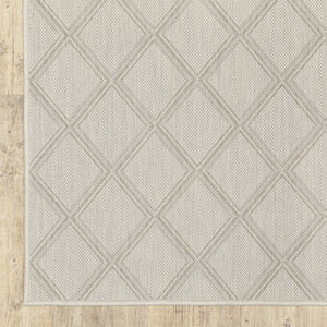 Oriental Weavers Portofino 5098W Casual/Farmhouse Geometric Polypropylene Indoor/Outdoor Area Rug Ivory/ Grey 9'10" x 12'10" P5098W300390ST