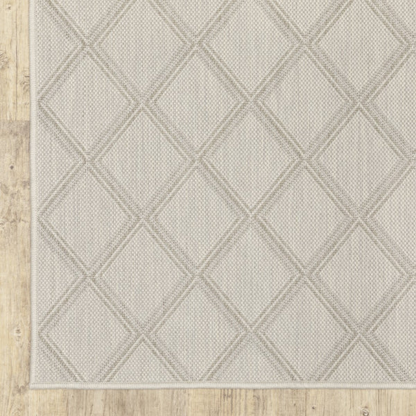 Oriental Weavers Portofino 5098W Casual/Farmhouse Geometric Polypropylene Indoor/Outdoor Area Rug Ivory/ Grey 9'10" x 12'10" P5098W300390ST