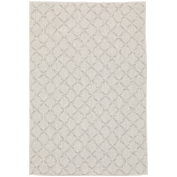 Oriental Weavers Portofino 5098W Casual/Farmhouse Geometric Polypropylene Indoor/Outdoor Area Rug Ivory/ Grey 9'10" x 12'10" P5098W300390ST