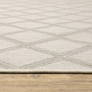 Oriental Weavers Portofino 5098W Casual/Farmhouse Geometric Polypropylene Indoor/Outdoor Area Rug Ivory/ Grey 9'10" x 12'10" P5098W300390ST