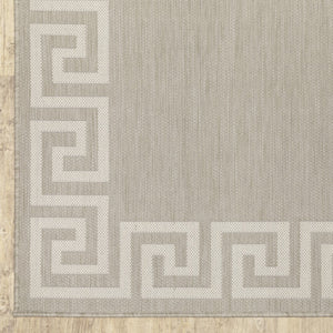 Oriental Weavers Portofino 6560D Casual/Transitional Border Polypropylene Indoor/Outdoor Area Rug Grey/ Ivory 9'10" x 12'10" P6560D300390ST