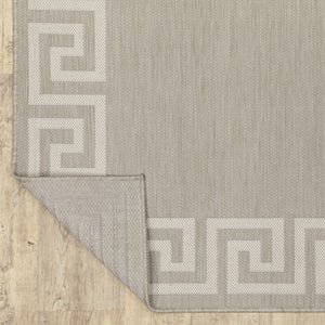 Oriental Weavers Portofino 6560D Casual/Transitional Border Polypropylene Indoor/Outdoor Area Rug Grey/ Ivory 9'10" x 12'10" P6560D300390ST