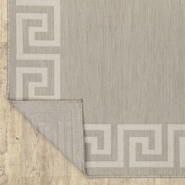 Oriental Weavers Portofino 6560D Casual/Transitional Border Polypropylene Indoor/Outdoor Area Rug Grey/ Ivory 9'10" x 12'10" P6560D300390ST