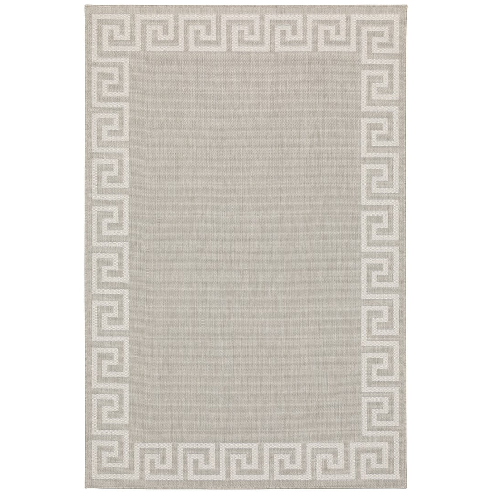 Oriental Weavers Portofino 6560D Casual/Transitional Border Polypropylene Indoor/Outdoor Area Rug Grey/ Ivory 9'10" x 12'10" P6560D300390ST
