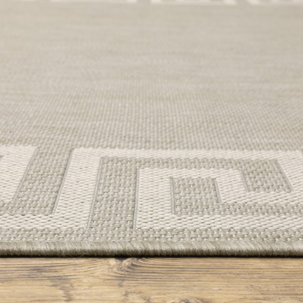 Oriental Weavers Portofino 6560D Casual/Transitional Border Polypropylene Indoor/Outdoor Area Rug Grey/ Ivory 9'10" x 12'10" P6560D300390ST