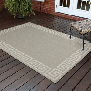 Oriental Weavers Portofino 6560D Casual/Transitional Border Polypropylene Indoor/Outdoor Area Rug Grey/ Ivory 9'10" x 12'10" P6560D300390ST