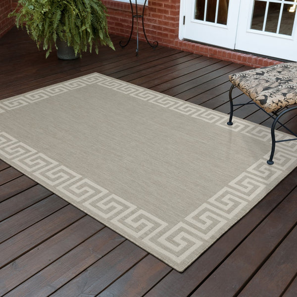 Oriental Weavers Portofino 6560D Casual/Transitional Border Polypropylene Indoor/Outdoor Area Rug Grey/ Ivory 9'10" x 12'10" P6560D300390ST