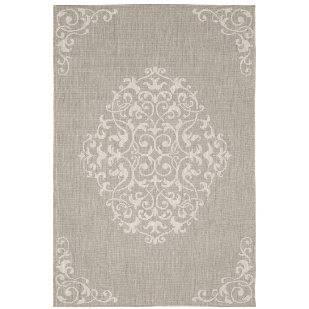 Oriental Weavers Portofino 6649W Traditional/Vintage Floral Polypropylene Indoor/Outdoor Area Rug Taupe/ Ivory 9'10" x 12'10" P6649W300390ST
