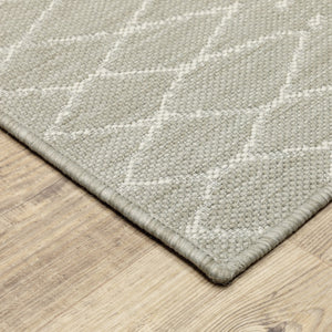 Oriental Weavers Portofino 670H4 Scandinavian/Global Geometric Polypropylene Indoor/Outdoor Area Rug Grey/ Ivory 9'10" x 12'10" P670H4300390ST