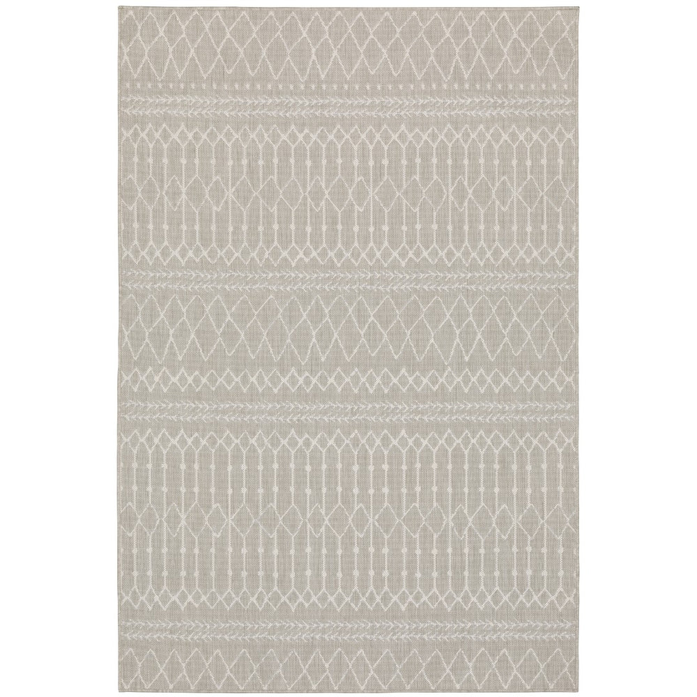 Oriental Weavers Portofino 670H4 Scandinavian/Global Geometric Polypropylene Indoor/Outdoor Area Rug Grey/ Ivory 9'10" x 12'10" P670H4300390ST