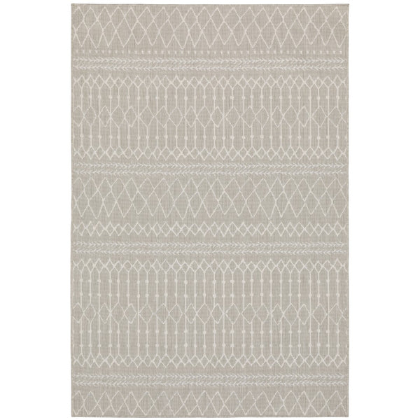 Oriental Weavers Portofino 670H4 Scandinavian/Global Geometric Polypropylene Indoor/Outdoor Area Rug Grey/ Ivory 9'10" x 12'10" P670H4300390ST