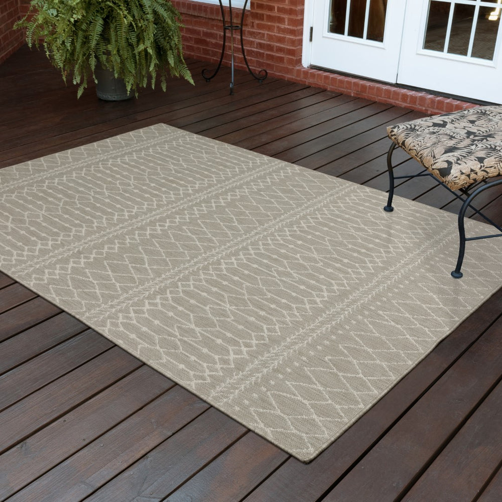 Oriental Weavers Portofino 670H4 Scandinavian/Global Geometric Polypropylene Indoor/Outdoor Area Rug Grey/ Ivory 9'10" x 12'10" P670H4300390ST