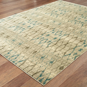 Oriental Weavers Raleigh 1807H Scandinavian/Global Geometric Polypropylene Indoor Area Rug Ivory/ Blue 5'3" x 7'6" R1807H160230ST