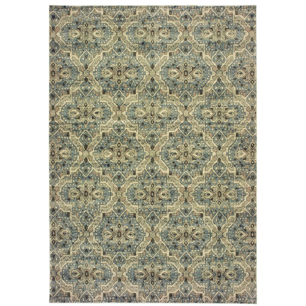 Oriental Weavers Raleigh 4927L Traditional/Vintage Geometric Polypropylene Indoor Area Rug Ivory/ Blue 9'10" x 12'10" R4927L300390ST