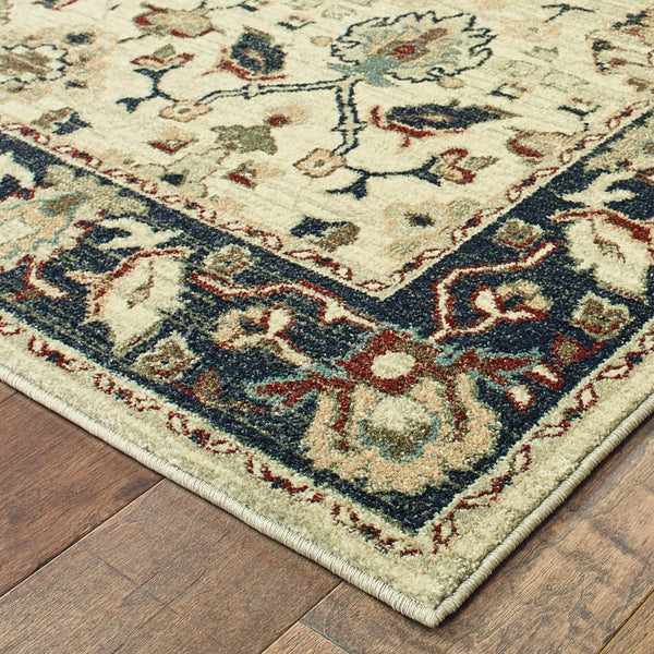 Oriental Weavers Raleigh 8026E Traditional/Persian Oriental Polypropylene Indoor Area Rug Ivory/ Navy 9'10" x 12'10" R8026E300390ST