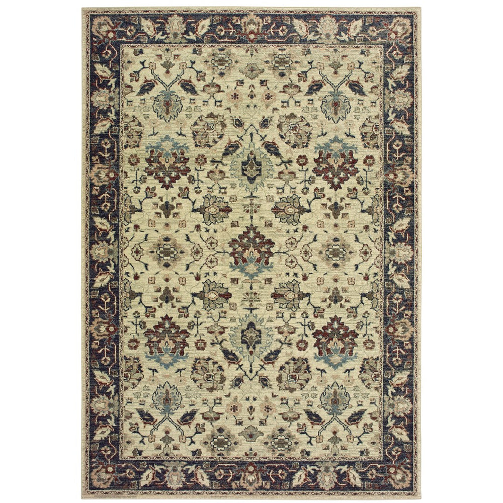 Oriental Weavers Raleigh 8026E Traditional/Persian Oriental Polypropylene Indoor Area Rug Ivory/ Navy 9'10" x 12'10" R8026E300390ST