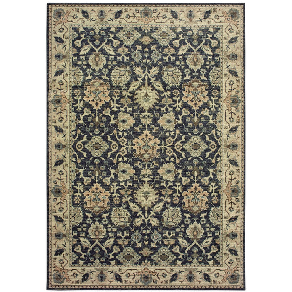 Oriental Weavers Raleigh 8026P Traditional/Persian Oriental Polypropylene Indoor Area Rug Navy/ Ivory 9'10" x 12'10" R8026P300390ST