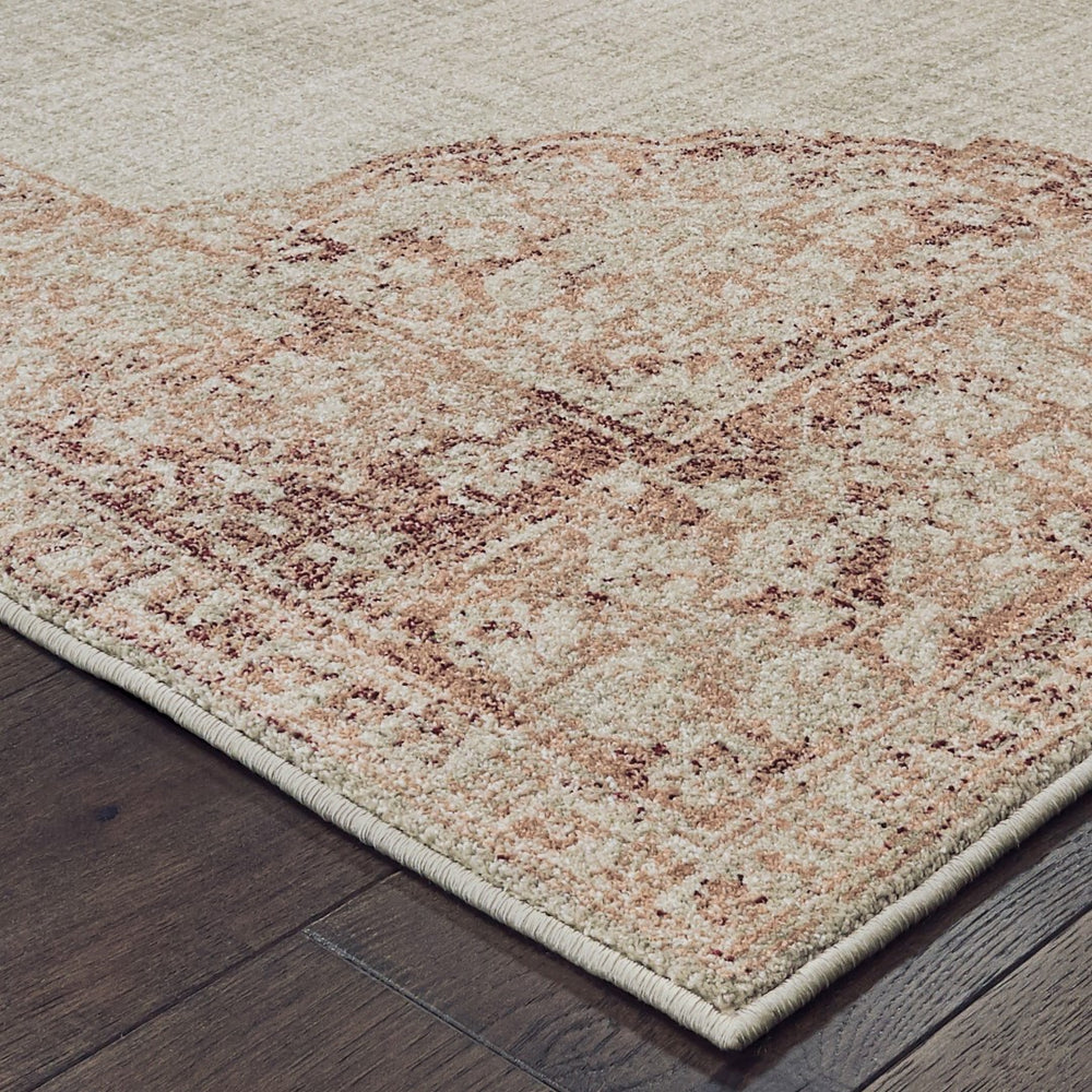 Oriental Weavers Raleigh 099W5 Bohemian/Vintage Oriental Polypropylene Indoor Area Rug Ivory/ Pink 9'10" x 12'10" R099W5300390ST