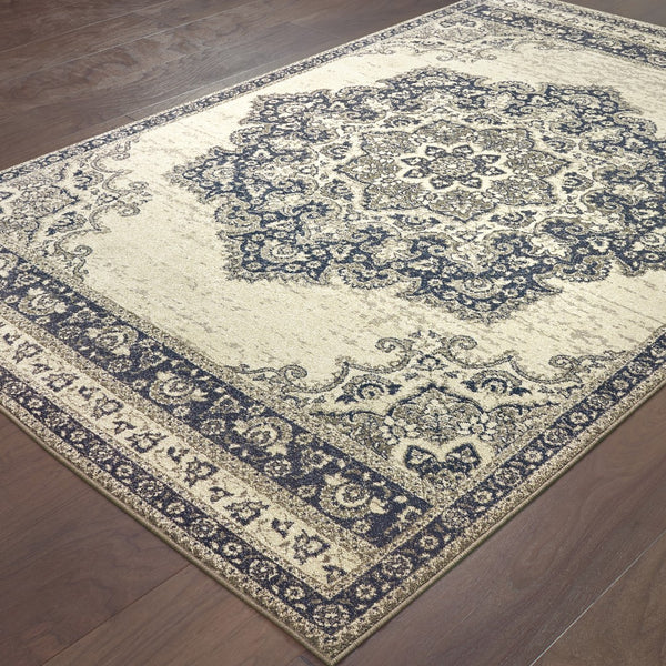 Oriental Weavers Richmond 5504I Traditional/Bohemian Oriental Polypropylene Indoor Area Rug Ivory/ Navy 12' x 15' R5504I360450ST