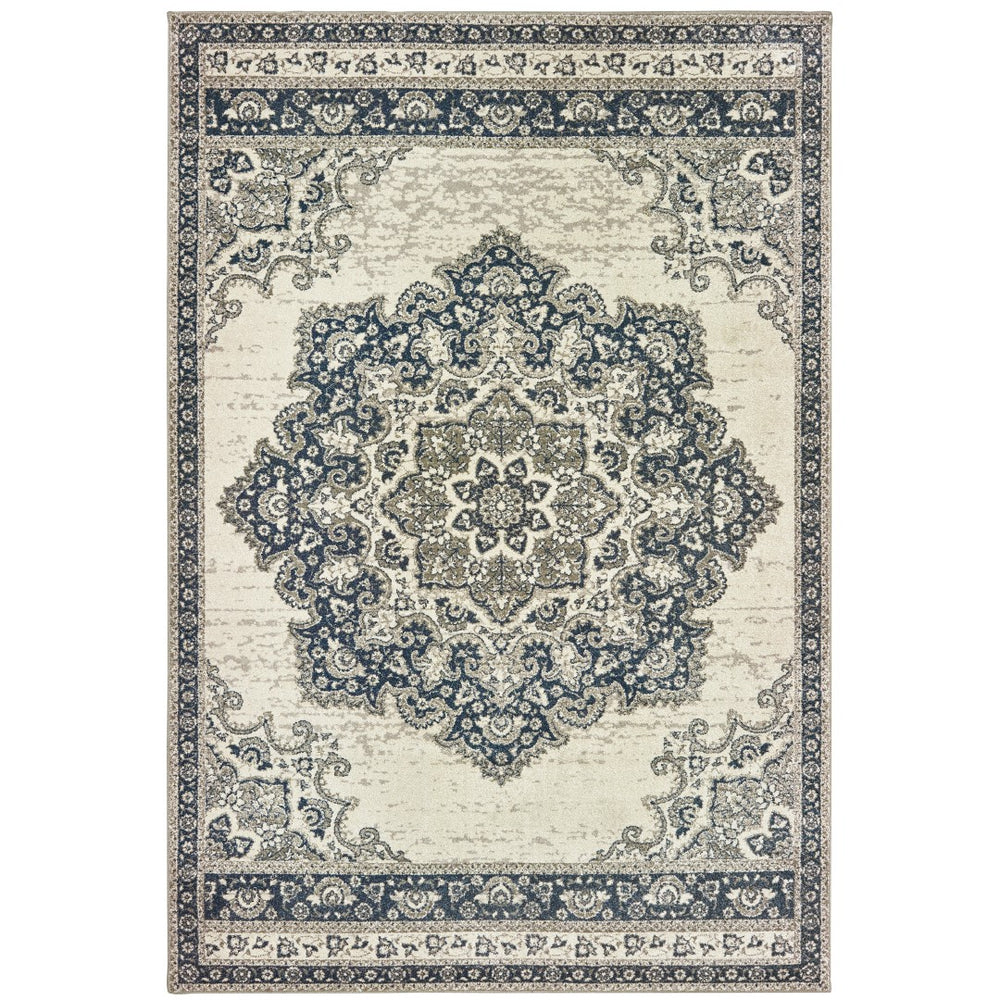 Oriental Weavers Richmond 5504I Traditional/Bohemian Oriental Polypropylene Indoor Area Rug Ivory/ Navy 12' x 15' R5504I360450ST