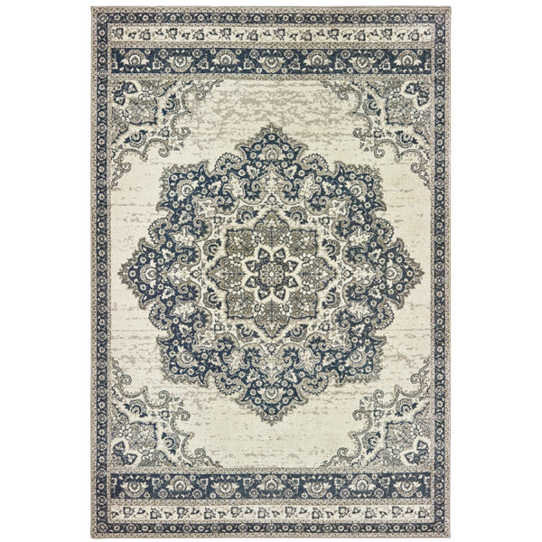 Oriental Weavers Richmond 5504I Traditional/Bohemian Oriental Polypropylene Indoor Area Rug Ivory/ Navy 12' x 15' R5504I360450ST