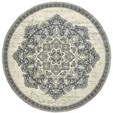 Oriental Weavers Richmond 5504I Traditional/Bohemian Oriental Polypropylene Indoor Area Rug Ivory/ Navy 7'10" Round R5504I240RDST