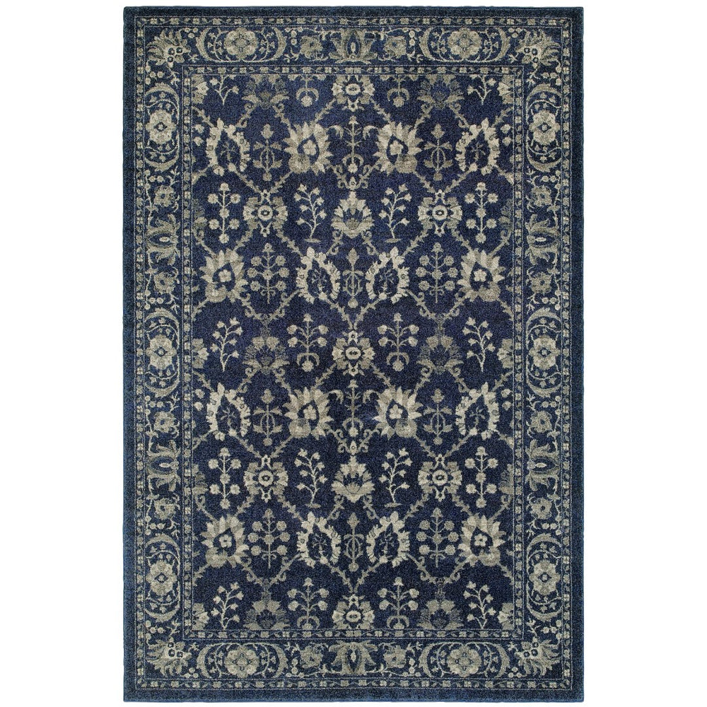 Oriental Weavers Richmond 8020K Traditional/Persian Oriental Polypropylene Indoor Area Rug Navy/ Grey 12' x 15' R8020K360450ST